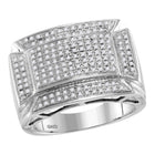 10kt White Gold Mens Diamond Flared Rectangle Fashion Ring - Striking Elegance with 1/2 Cttw - Splendid Jewellery