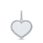 10kt White Gold Men's Heart Diamond Charm Pendant - Elegant Memory Keepsake - Splendid Jewellery