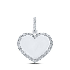10kt White Gold Men's Heart Diamond Charm Pendant - Elegant Memory Keepsake - Splendid Jewellery