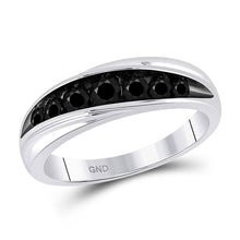 Load image into Gallery viewer, 10kt White Gold Men's Round Black Diamond Band Ring - 3/4 Carat Total Weight - Splendid Jewellery