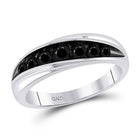 10kt White Gold Men's Round Black Diamond Band Ring - 3/4 Carat Total Weight - Splendid Jewellery