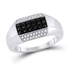 10kt White Gold Men's Round Black Diamond Band Ring - Captivating Elegance - Splendid Jewellery