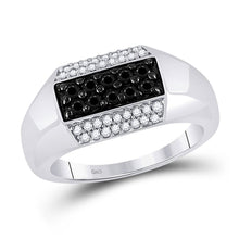 Load image into Gallery viewer, 10kt White Gold Men's Round Black Diamond Band Ring - Captivating Elegance - Splendid Jewellery