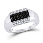 10kt White Gold Men's Round Black Diamond Band Ring - Captivating Elegance - Splendid Jewellery