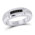 10kt White Gold Men's Round Black Diamond Notched Band Ring - 1/4 Cttw | Splendid Jewellery - Splendid Jewellery