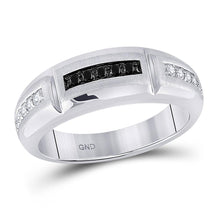 Load image into Gallery viewer, 10kt White Gold Men's Round Black Diamond Notched Band Ring - 1/4 Cttw | Splendid Jewellery - Splendid Jewellery