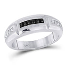 10kt White Gold Men's Round Black Diamond Notched Band Ring - 1/4 Cttw | Splendid Jewellery - Splendid Jewellery