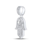 10kt White Gold Men's Round Diamond Allah Hamsa Charm Pendant 3 Cttw | Splendid Jewellery - Splendid Jewellery
