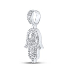 10kt White Gold Men's Round Diamond Allah Hamsa Charm Pendant 3 Cttw | Splendid Jewellery - Splendid Jewellery