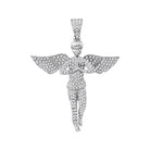 10kt White Gold Mens Round Diamond Angel Charm Pendant - A Heavenly Delight - Splendid Jewellery