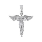 10kt White Gold Mens Round Diamond Angel Charm Pendant - A Heavenly Delight - Splendid Jewellery