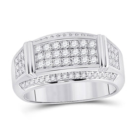 10kt White Gold Mens Round Diamond Band Ring - 1 Cttw | Splendid Jewellery - Splendid Jewellery