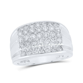 10kt White Gold Men's Round Diamond Band Ring - A Dazzling Statement of Masculinity - Splendid Jewellery