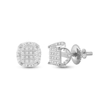 Load image into Gallery viewer, 10kt White Gold Men's Round Diamond Circle Cluster Earrings - A Dazzling Statement of Style and Sophistication - Splendid Jewellery