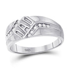 10kt White Gold Mens Round Diamond Dad Father Band Ring 1/8 Cttw | Splendid Jewellery - Splendid Jewellery
