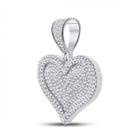 10kt White Gold Men's Round Diamond Heart Charm Pendant - 3/4 Cttw | Splendid Jewellery - Splendid Jewellery