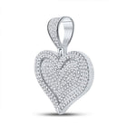 10kt White Gold Men's Round Diamond Heart Charm Pendant - 3/4 Cttw | Splendid Jewellery - Splendid Jewellery
