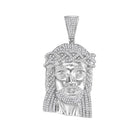 10kt White Gold Men's Round Diamond Jesus Face Charm Pendant - Stunning Symbol of Faith and Style - Splendid Jewellery