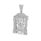 10kt White Gold Men's Round Diamond Jesus Face Charm Pendant - Stunning Symbol of Faith and Style - Splendid Jewellery