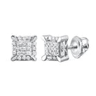 10kt White Gold Men's Round Diamond Kite Cluster Earrings 1/20 Cttw | Exquisite Brilliance - Splendid Jewellery