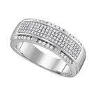 10kt White Gold Men's Round Diamond Pave Band Ring 1/2 Cttw - Exquisite Brilliance - Splendid Jewellery