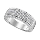 10kt White Gold Men's Round Diamond Pave Band Ring 1/2 Cttw - Exquisite Brilliance - Splendid Jewellery