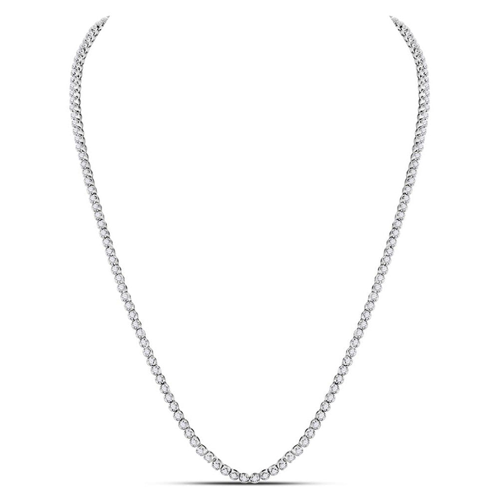 10kt White Gold Men's Round Diamond Tennis Chain Necklace - 10 Cttw - Splendid Jewellery