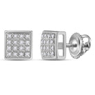 10kt White Gold Men's Square Diamond Earrings - Elegant Sparkle for Every Occasion - Splendid Jewellery