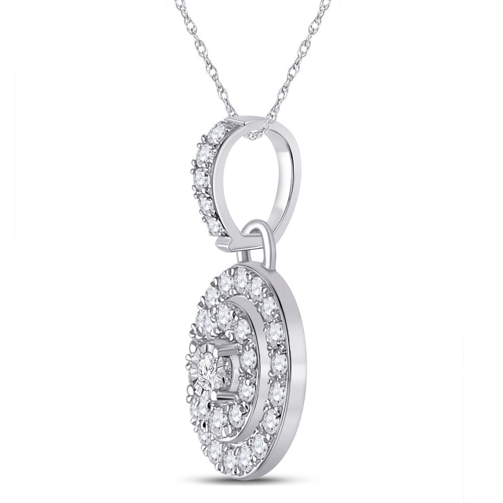 10kt White Gold Oval Diamond Cluster Pendant - A Mesmerizing Elegance - Splendid Jewellery