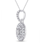 10kt White Gold Oval Diamond Cluster Pendant - A Mesmerizing Elegance - Splendid Jewellery
