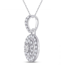 10kt White Gold Oval Diamond Cluster Pendant - A Mesmerizing Elegance - Splendid Jewellery