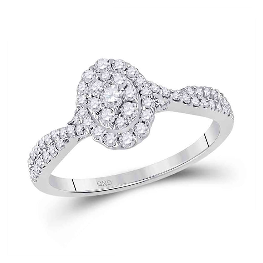 10kt White Gold Oval Diamond Cluster Ring: A Mesmerizing Display of Brilliance - Splendid Jewellery