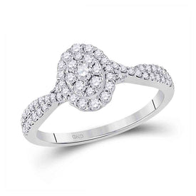 10kt White Gold Oval Diamond Cluster Ring: A Mesmerizing Display of Brilliance - Splendid Jewellery