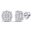 10kt White Gold Sparkling Diamond Circle Cluster Earrings - Splendid Jewellery