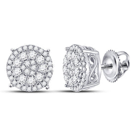10kt White Gold Sparkling Diamond Circle Cluster Earrings - Splendid Jewellery