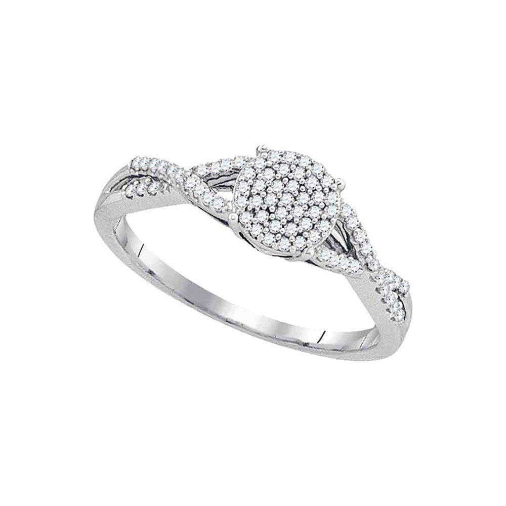 10kt White Gold Sparkling Diamond Cluster Bridal Wedding Engagement Ring - Splendid Jewellery
