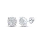 10kt White Gold Sparkling Diamond Cluster Earrings - A Dazzling Delight - Splendid Jewellery