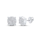 10kt White Gold Sparkling Diamond Cluster Earrings - A Dazzling Delight - Splendid Jewellery