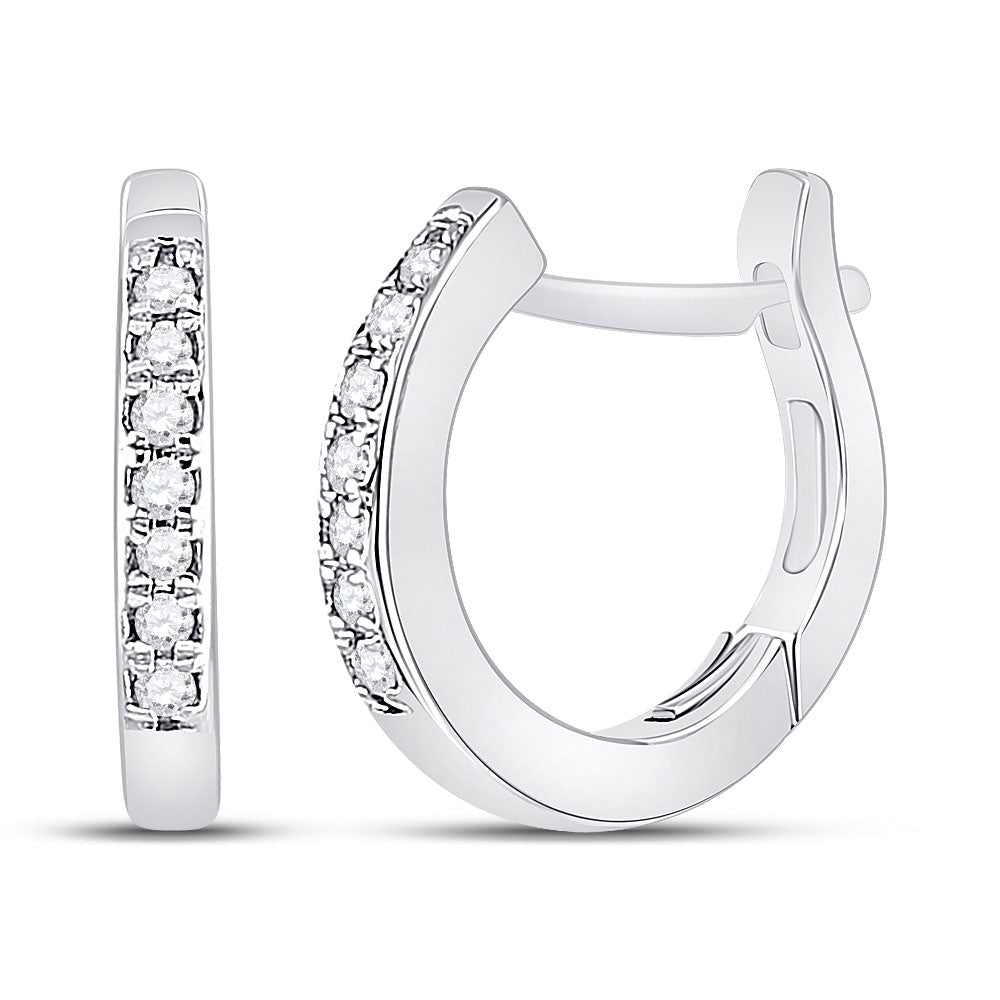 10kt White Gold Sparkling Diamond Huggie Hoop Earrings - Splendid Jewellery