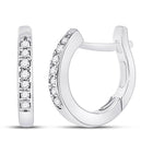 10kt White Gold Sparkling Diamond Huggie Hoop Earrings - Splendid Jewellery