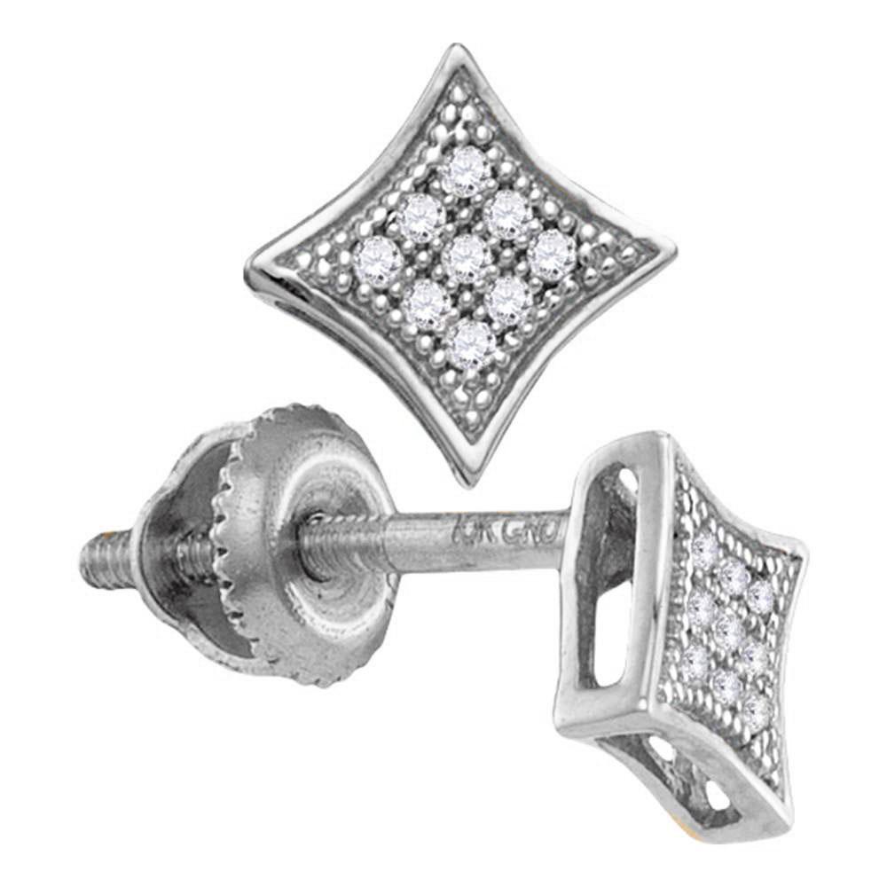 10kt White Gold Sparkling Diamond Square Kite Cluster Earrings - Splendid Jewellery