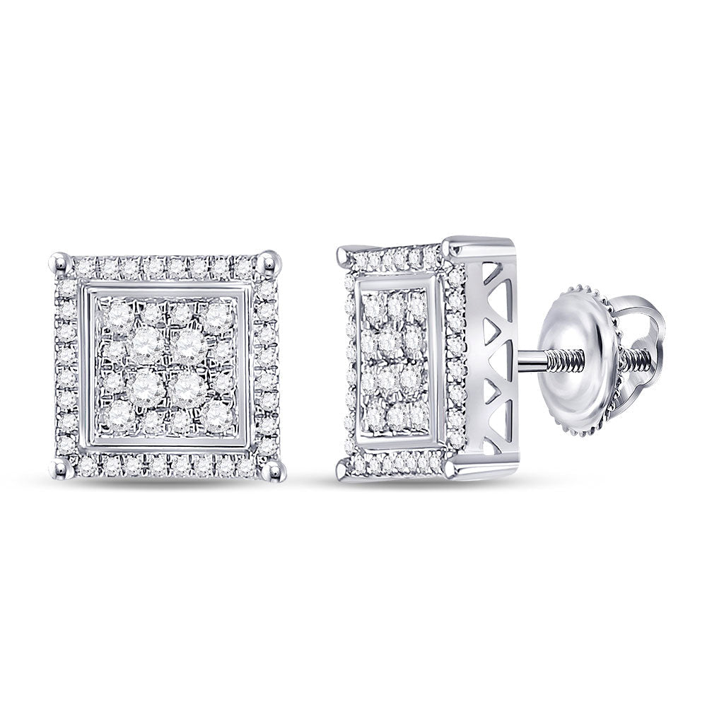 10kt White Gold Square Diamond Earrings - 1/2 Cttw | Dazzling Men's Jewelry - Splendid Jewellery