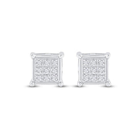 10kt White Gold Square Diamond Earrings - Timeless Elegance and Sparkling Sophistication - Splendid Jewellery