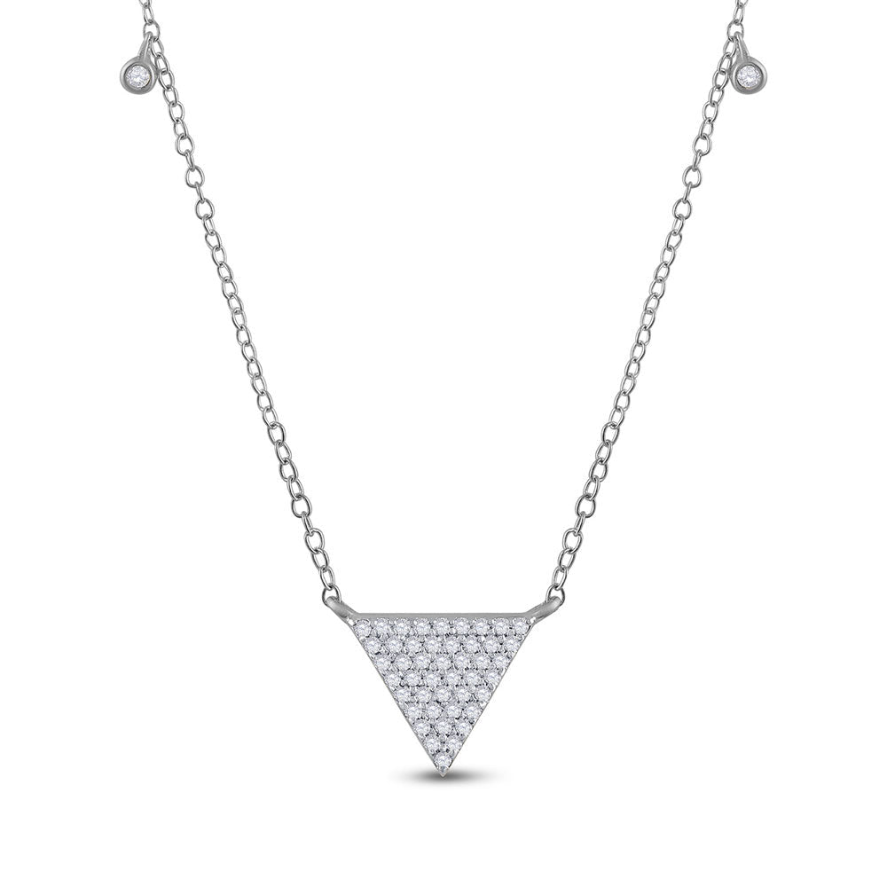 10kt White Gold Triangle Diamond Pendant Necklace - A Mesmerizing Masterpiece of Elegance - Splendid Jewellery