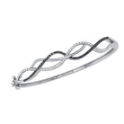 10kt White Gold Womens Round Black Color Enhanced Diamond Bangle Bracelet 3/8 Cttw | Midnight Elegance Diamond Bangle - Splendid Jewellery