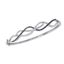 Load image into Gallery viewer, 10kt White Gold Womens Round Black Color Enhanced Diamond Bangle Bracelet 3/8 Cttw | Midnight Elegance Diamond Bangle - Splendid Jewellery
