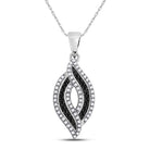 10kt White Gold Womens Round Black Diamond Fashion Pendant 1/3 Cttw | Splendid Noir Elegance Pendant - Splendid Jewellery