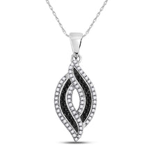 Load image into Gallery viewer, 10kt White Gold Womens Round Black Diamond Fashion Pendant 1/3 Cttw | Splendid Noir Elegance Pendant - Splendid Jewellery