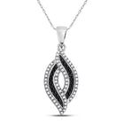 10kt White Gold Womens Round Black Diamond Fashion Pendant 1/3 Cttw | Splendid Noir Elegance Pendant - Splendid Jewellery