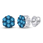 10kt White Gold Womens Round Blue Color Enhanced Diamond Cluster Earrings 1/2 Cttw | Oceanic Brilliance - Splendid Jewellery